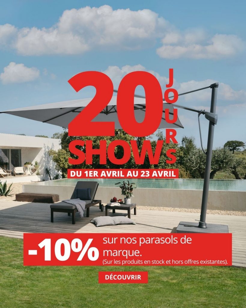- 10% sur les parasols et ombrages