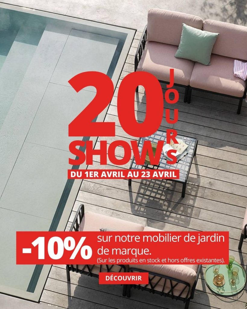 - 10% sur le mobilier de jardin
