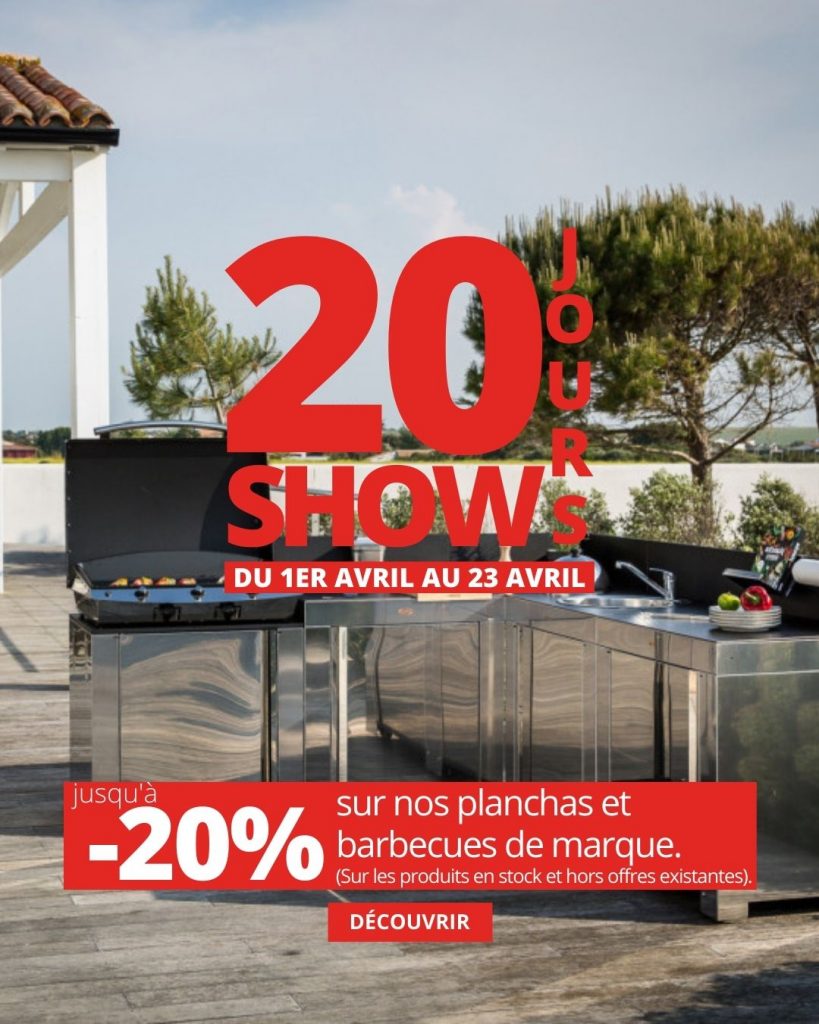 - 20% de réduction sur les barbecues et planchas